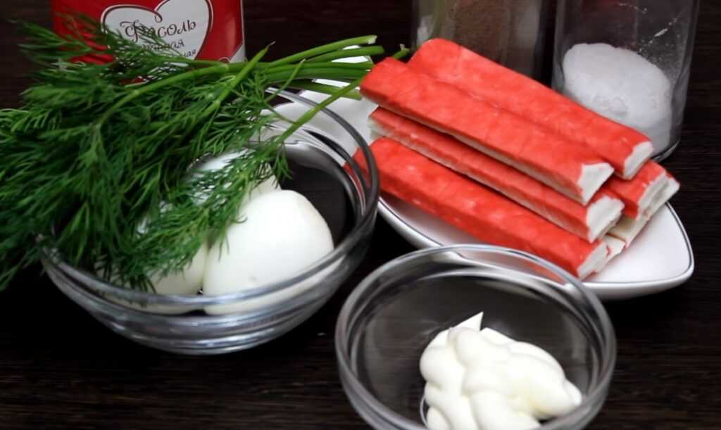 Ингредиенты для Крабового салата с фасолью